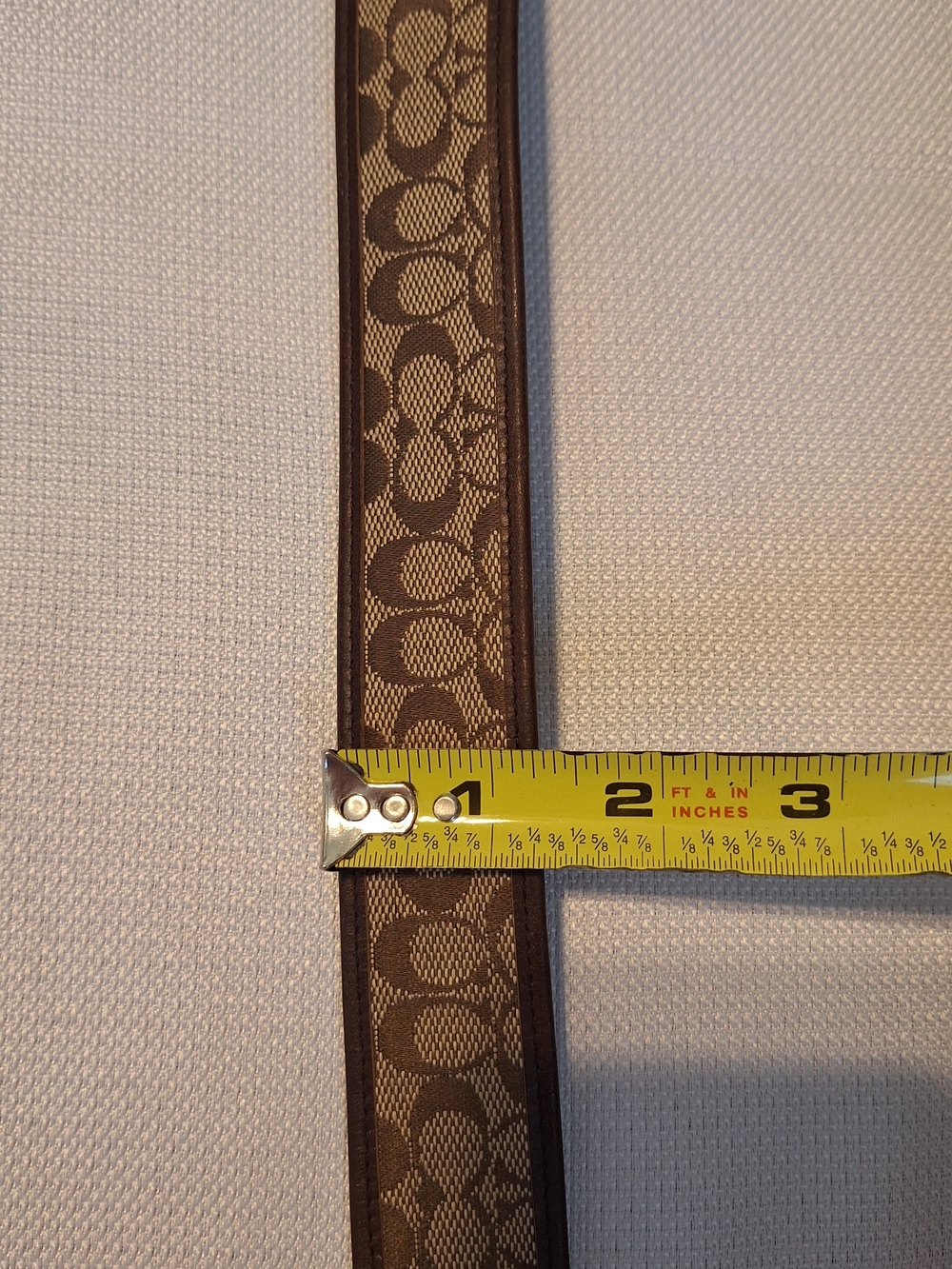 Coach Signature Logo canvas leather Belt Brown/Beige Men's Size 40 Made In Italy - Picture 5 of 8